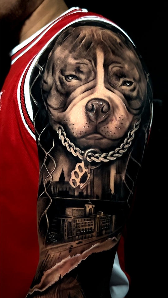 Tatuaje estilo Realismo: Retrato canino